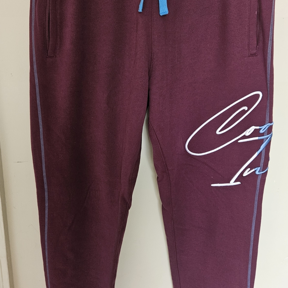 Men's Maroon Joggers with Blue Details